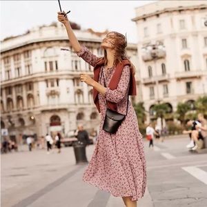 Madewell Long-Sleeve Tiered Dress in Branch Floral